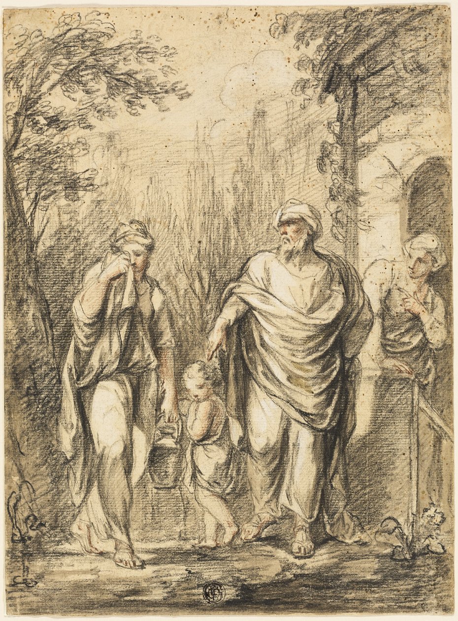 Abraham kastar ut Hagar och Ismael av Jean Pierre Antoine Tassaert