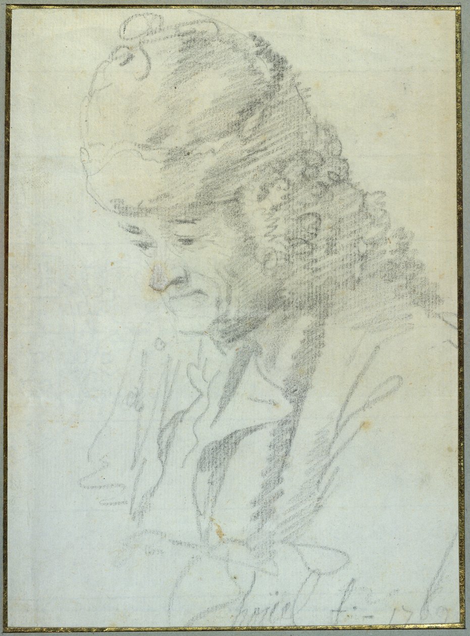 Voltaire (1694-1778) på ålderns höst, 1769 (krita på papper) av Jean Pierre Houel