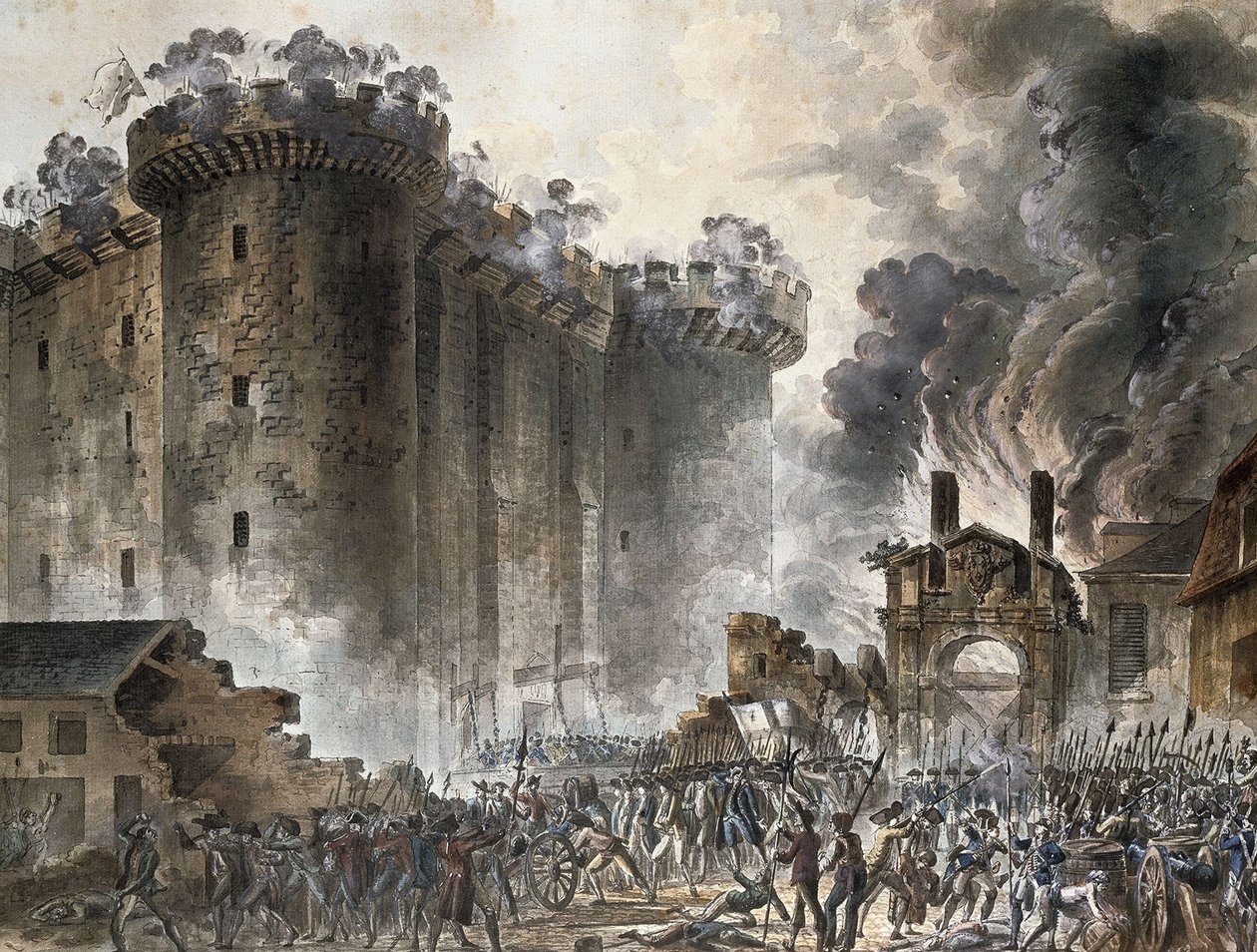 Stormningen av Bastiljen den 14 juli 1789, ca. 1789 av Jean Pierre Laurent Houel