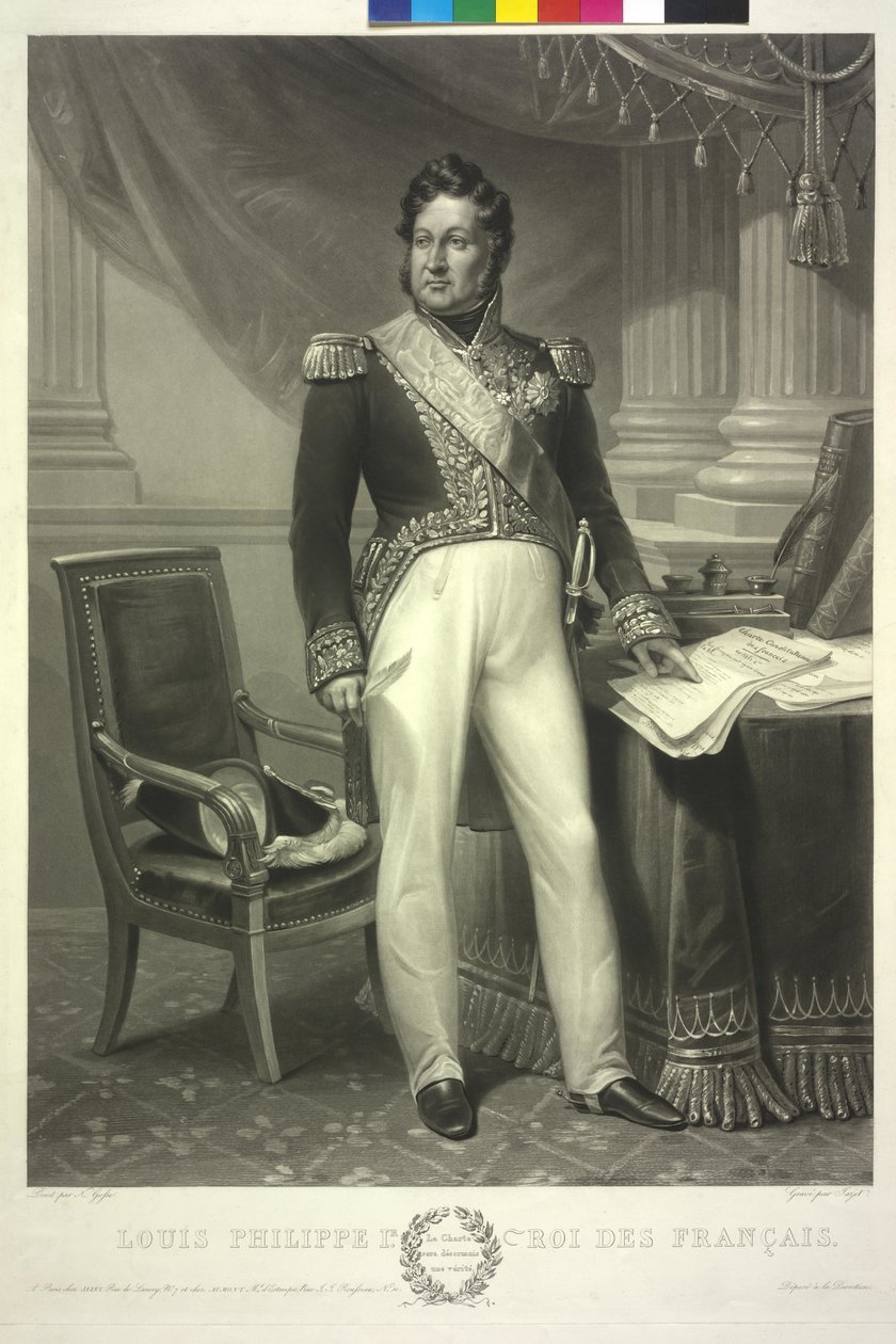 Frankrikes kung Ludvig Filip (akvatint) av Jean Pierre Marie Jazet