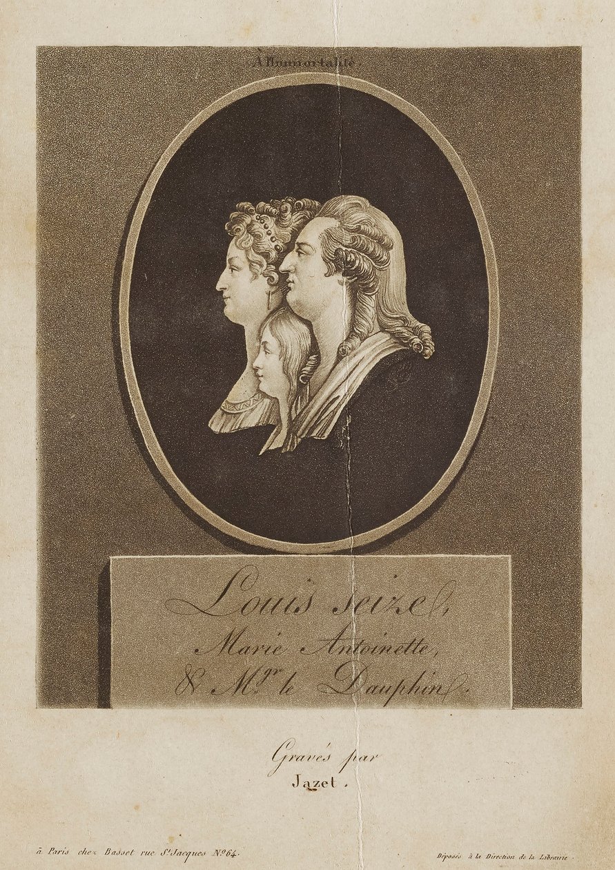 Louis Seize, Marie Antoinette och Mgr le Dauphin av Jean Pierre Marie Jazet