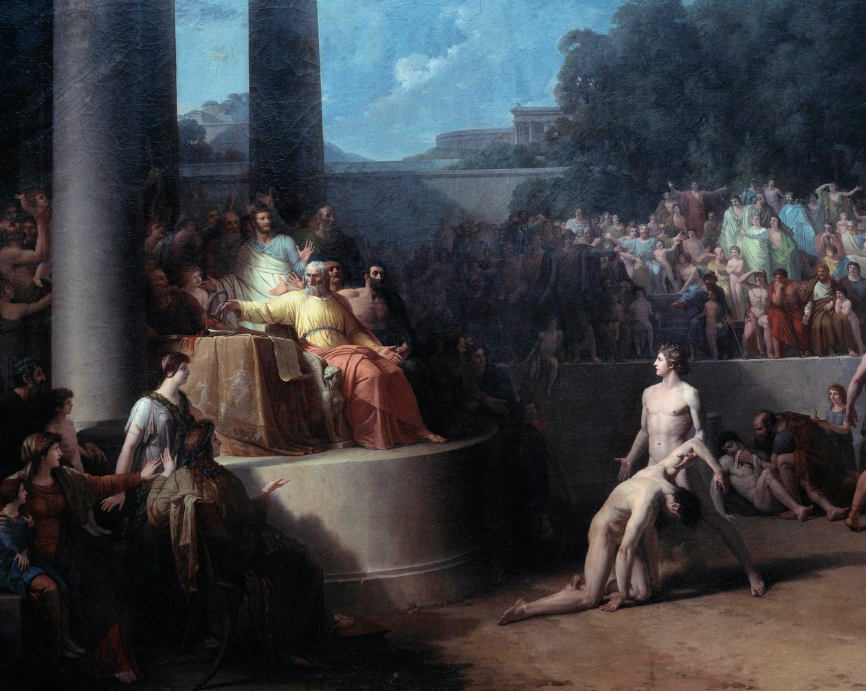De olympiska spelen målning av Jean Pierre Saint Ours (1752-1809) 1700-talets Geneve, Museum of Art and History av Jean Pierre Saint Ours