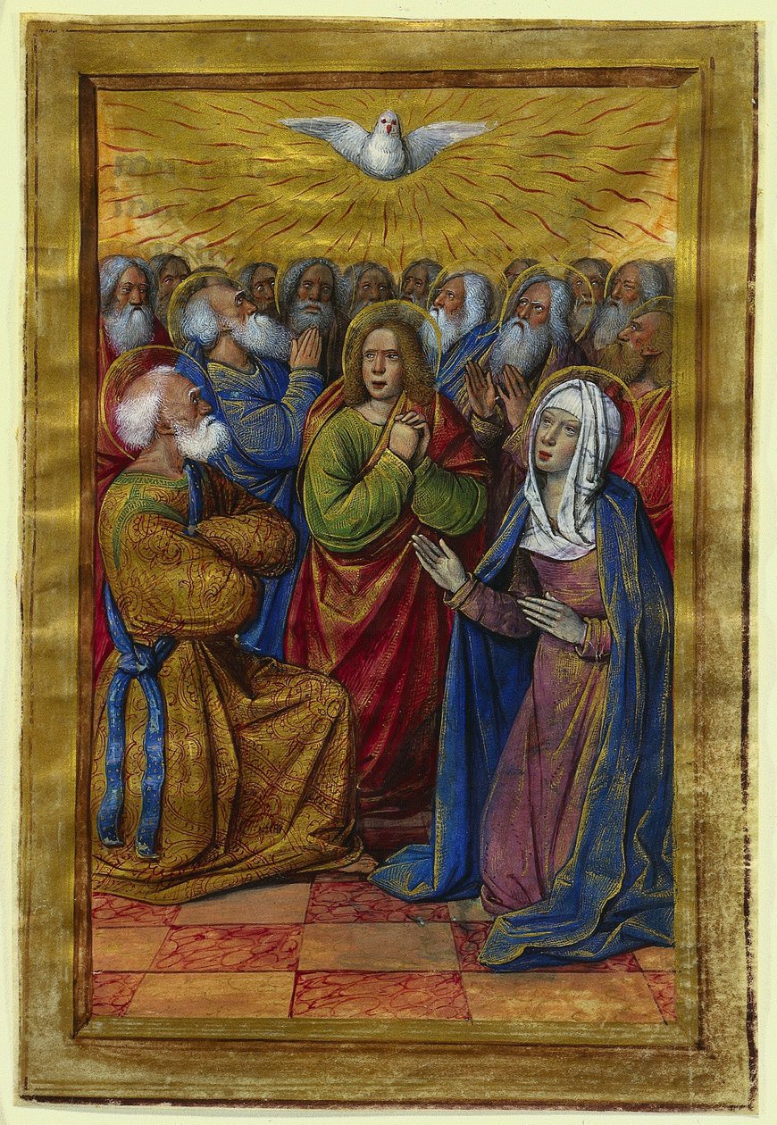 Miniatyr från en timbok: Pingstdagen, ca. 1500. av Jean Poyet