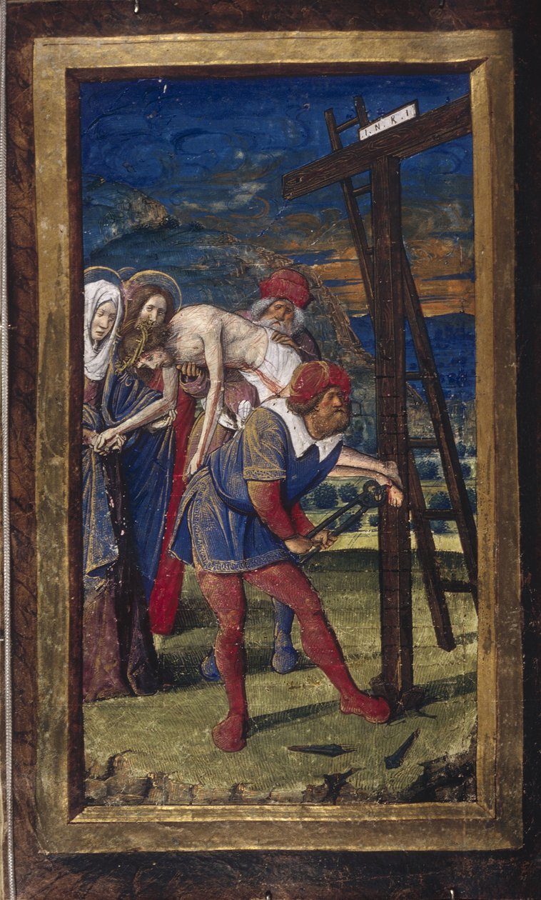 Nedstigningen från korset från Lettres bâtardes, ca 1490-1510 av Jean Poyet