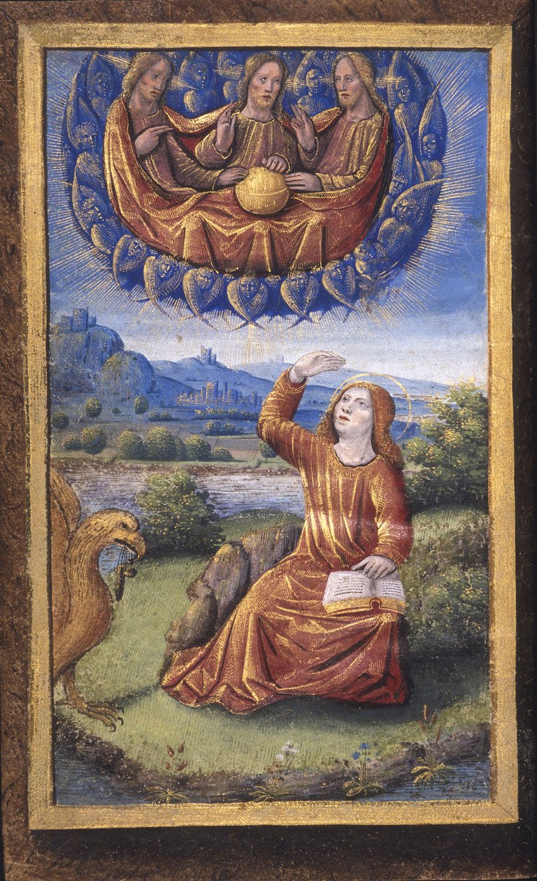 Den heliga treenigheten från Lettres bâtardes, ca 1490-1510 av Jean Poyet