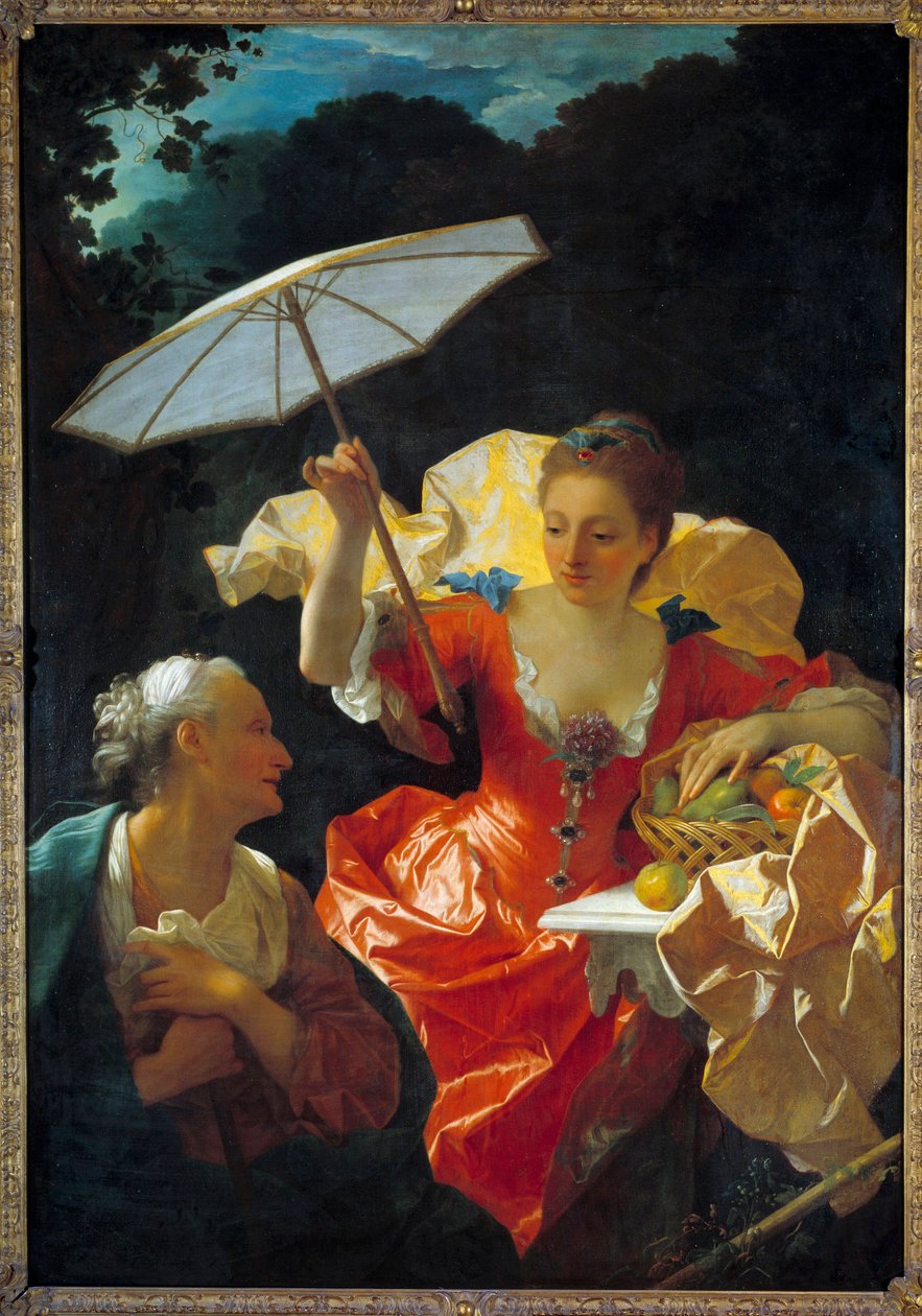 Vertumne och Pomone: Vertumne, förälskad i nymfen Pomone, maskerar sig som en gammal kvinna för att närma sig henne. Målning av Jean Ranc (1674-1735), olja på duk Dim. 170x120 cm. Montpellier, Fabre-museet av Jean Ranc