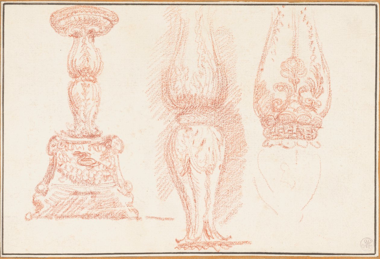 Studie av balustrar och kandelabrar av Jean Robert Ango