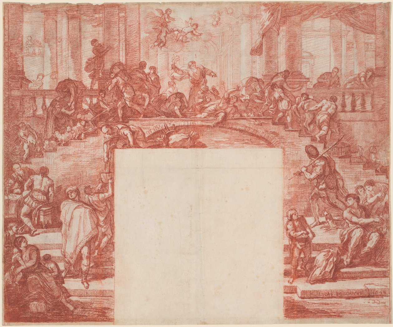 Kristus renar templet (efter Luca Giordano) av Jean Robert Ango after Luca Giordano