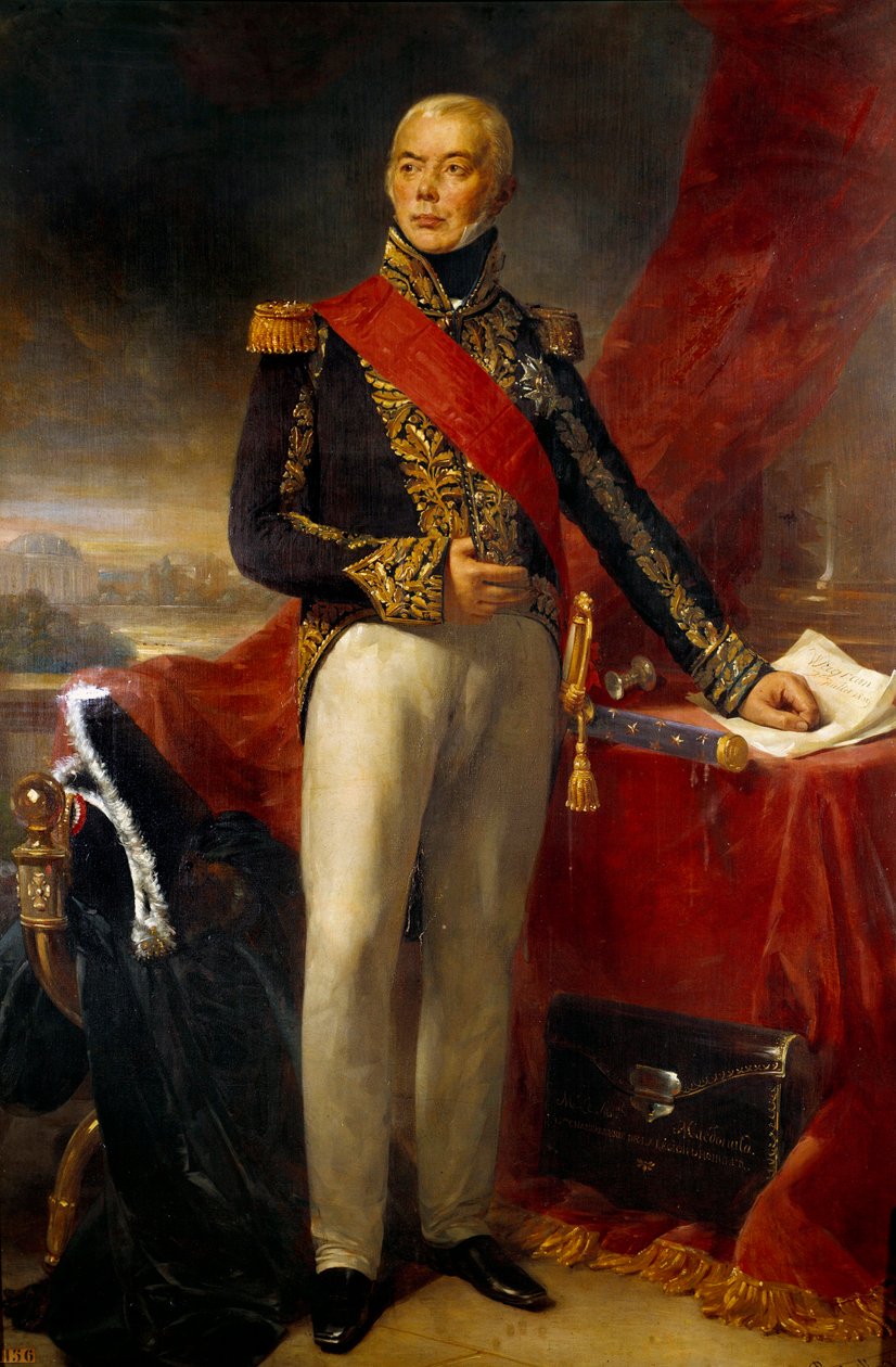 Porträtt vid foten av Etienne Jacques Joseph Alexandre Mac Donald, hertig av Taranto, Marechal av Frankrike (1765-1840) Målning av Jean Sebastien Rouillard (1789-1852) 1837 Sön. 2,23x1,43 m av Jean Sebastien Rouillard