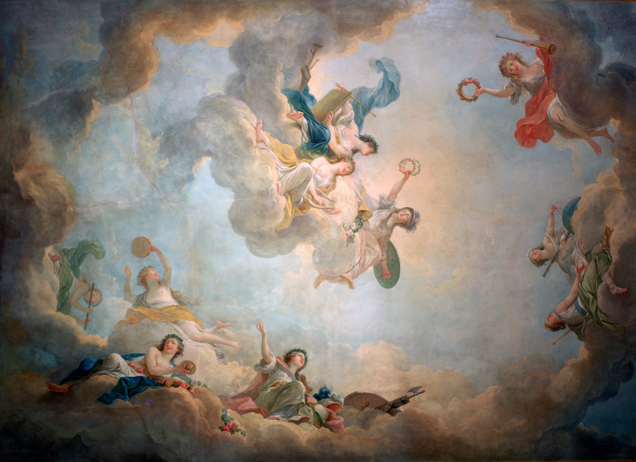 Taket i Marie Antoinettes lekrum, Chateau de Fontainebleau, c1763-1811. av Jean Simon Berthelemy