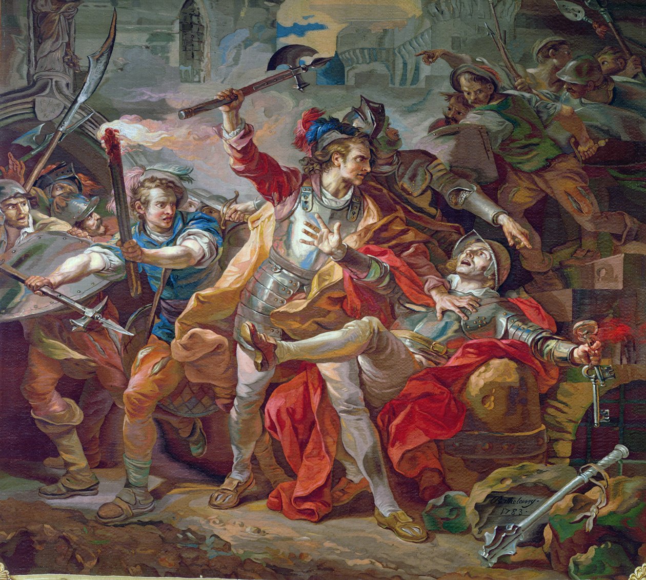 Mordet på Etienne Marcel (ca 1316-58), design för en Gobelins-tejp, 1783 av Jean Simon Berthelemy