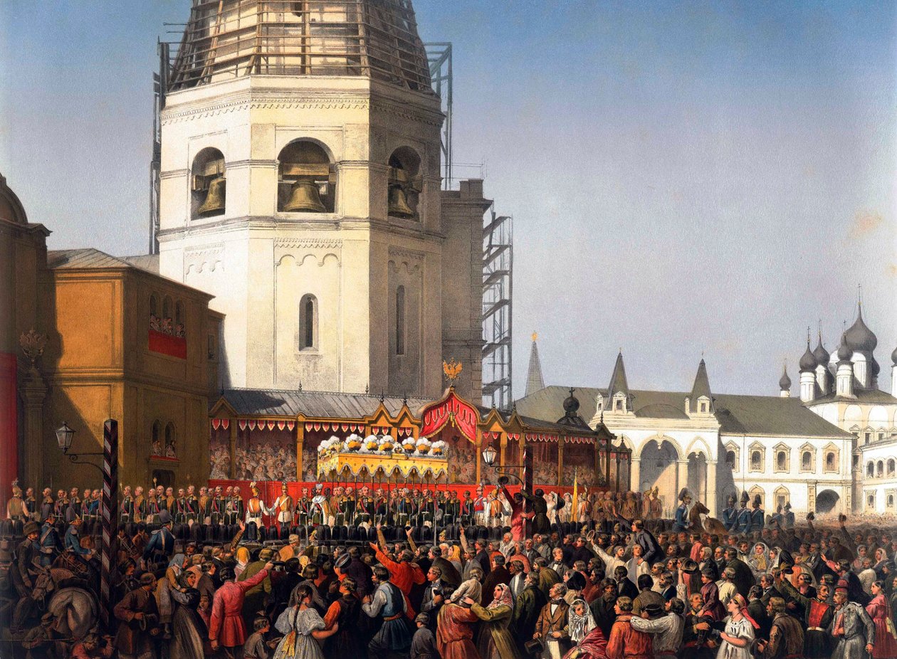 Procession efter kröningen av tsar Alexander II av Ryssland, Moskva, 1856. av Jean Sorieul