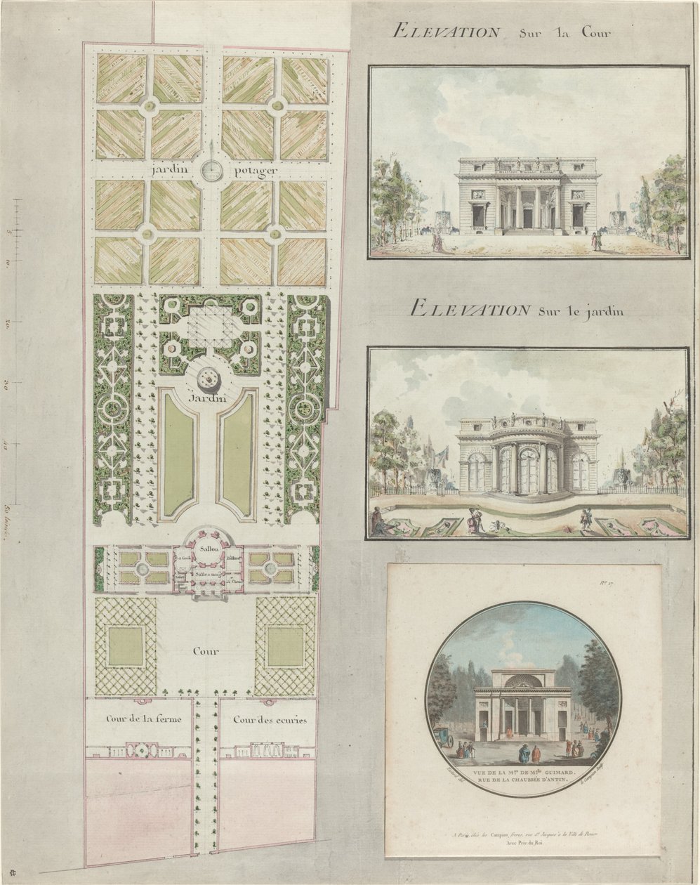 Projekt för huset och trädgårdarna i Mlle. Guimard av Jean Testard and Charles Philippe Campion de Tersan