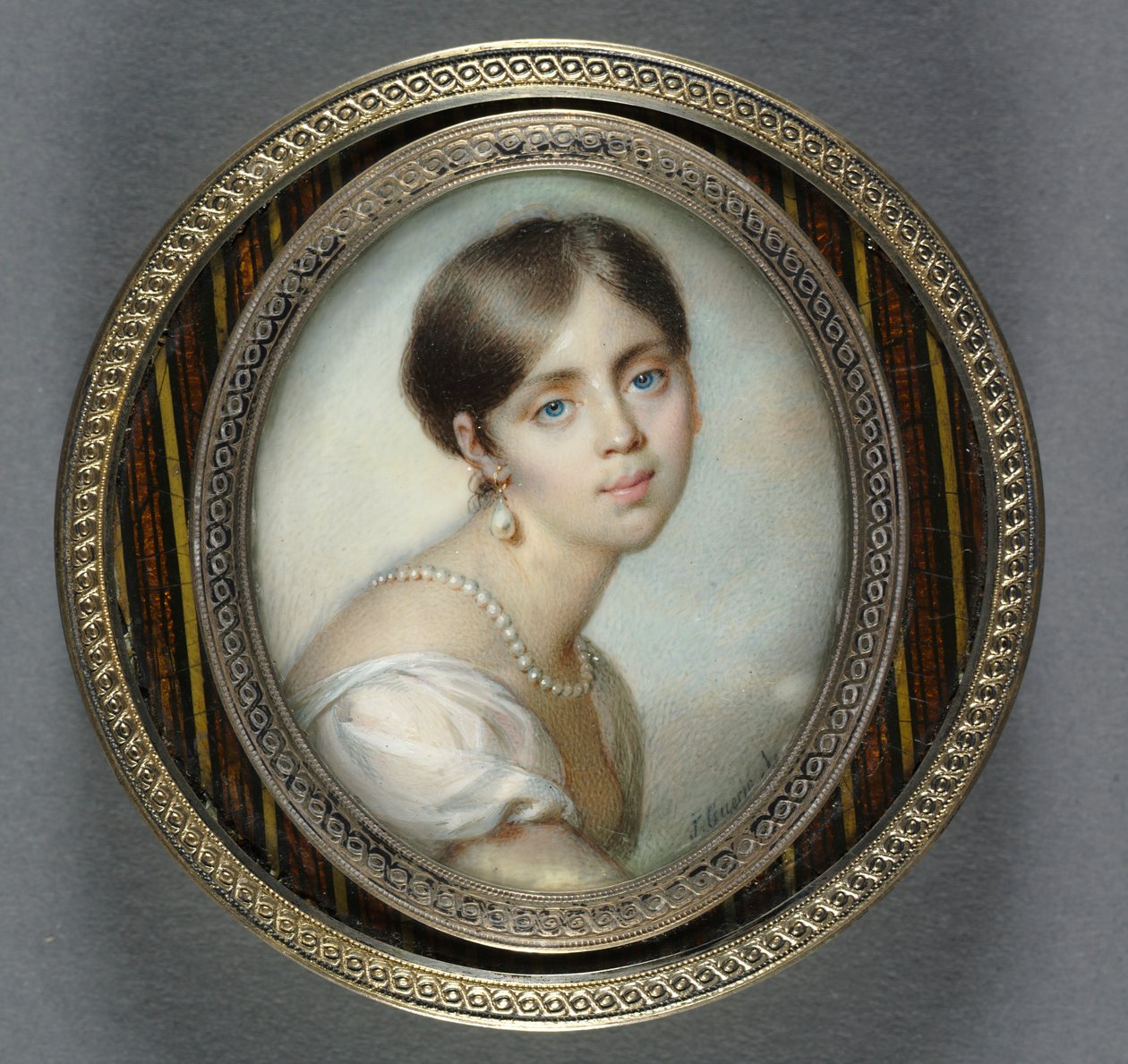 Porträtt av en ung kvinna i vitt, 1805. av Jean Urbain Guerin