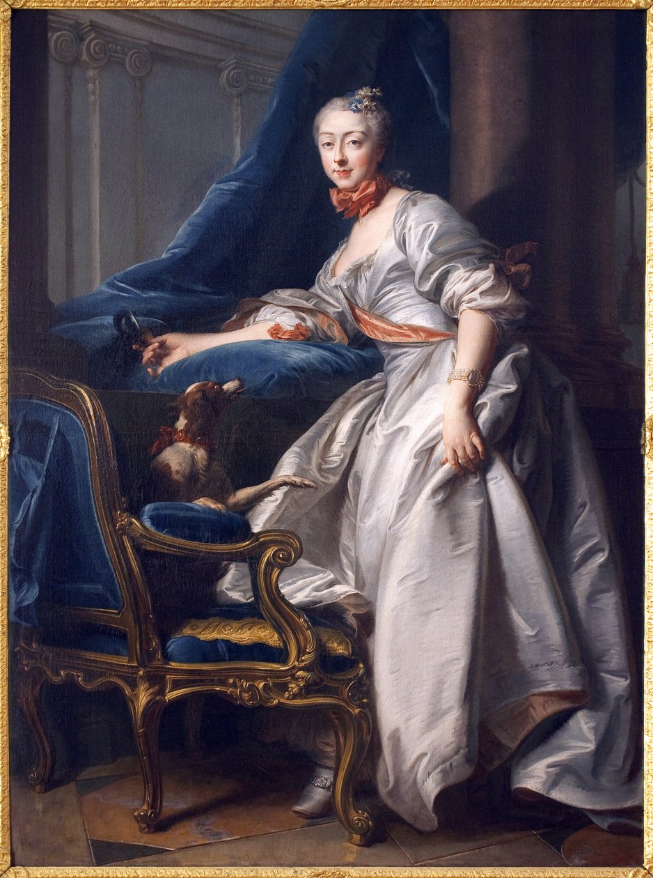 Porträtt av Marie Anne de Montboisier Beaufort Canillac, Marquise de Caumont. Målning av Jean Valade (1709-1787), Olja på duk av Jean Valade
