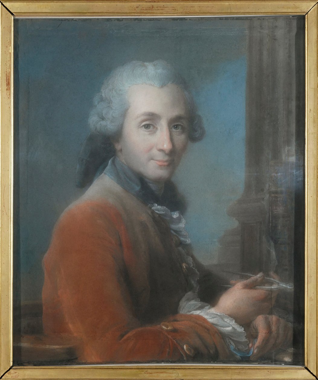 Porträtt av arkitekten Jacques Gondouin de Folleville 1737-1818, ca. 1780. av Jean Valade
