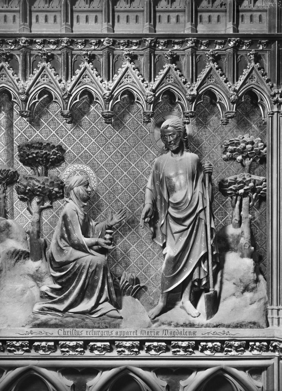 Katedral, interiör, korduk, Jesus Kristus visar sig för Maria Magdalena, ca 1340-51 (polykrom sten) av Jean and Jean Le Boutellier Ravy