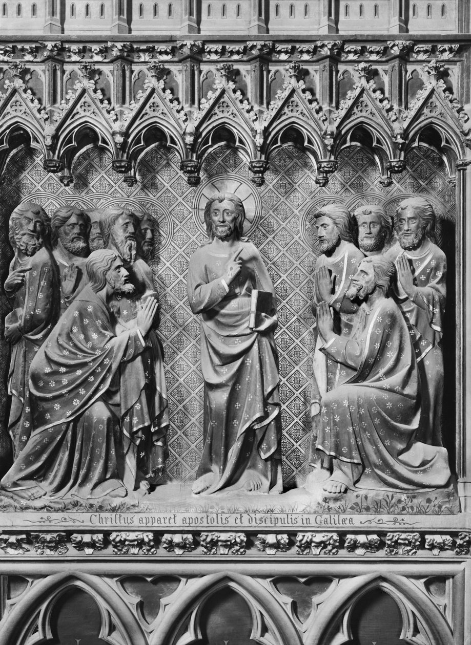 Katedral, interiör, korduk, Jesus Kristus som visar sig för apostlarna och lärjungarna i Galileen, ca 1340-51 (polykrom sten) av Jean and Jean Le Boutellier Ravy