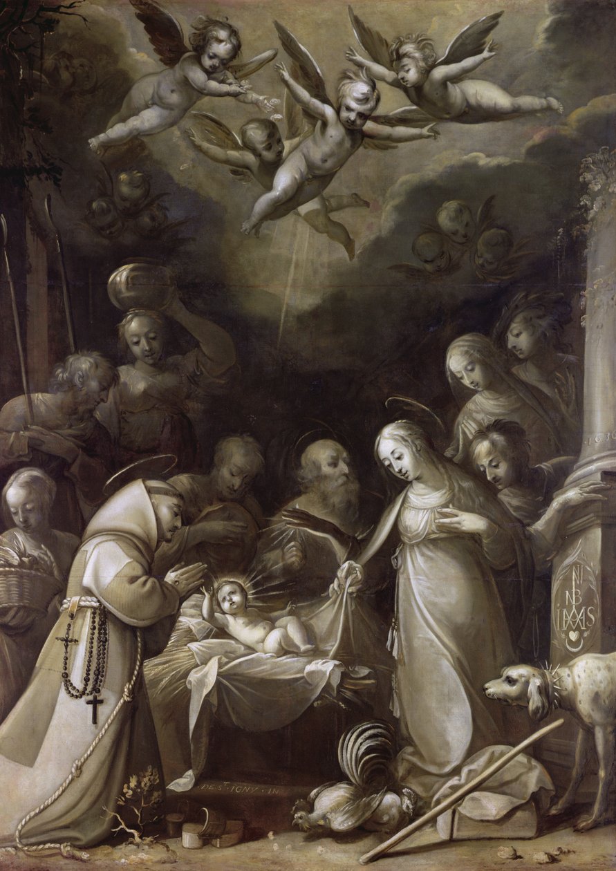 Tillbedjan av herdarna, 1636 av Jean de Saint Igny
