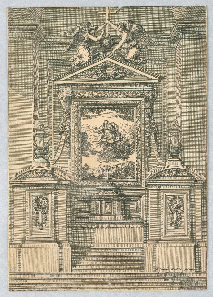 Design för altare, från "Altar och altartavlor" av Jean le Pautre