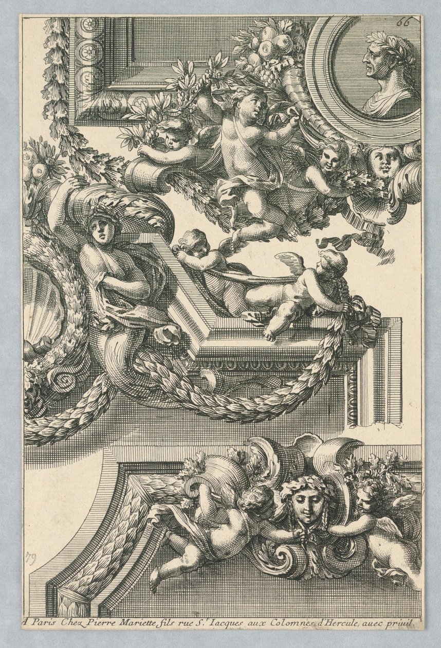 Design för målade ramar, från "Bordures de Tableau" av Jean le Pautre