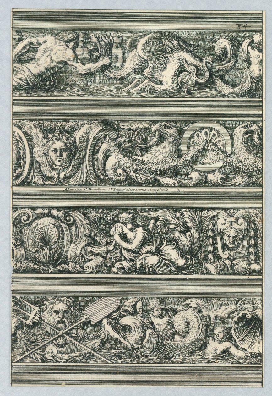 Tallrik från Frises pour les architraves, cornices, et autres ornements d