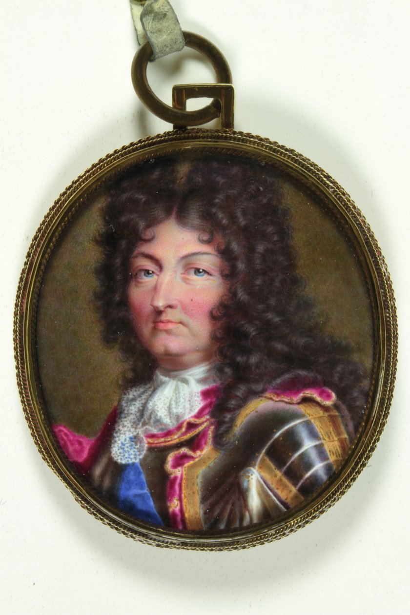 Ludvig XIV, Frankrikes kung (akvarell på veläng) av Jean the Elder (attr.to) Petitot