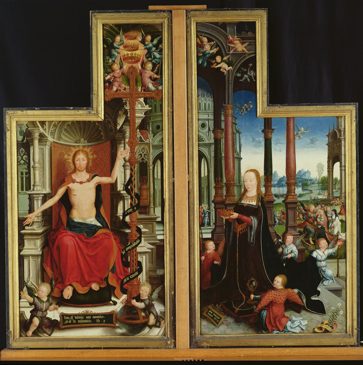 Polyptyk om förhärligandet av den heliga treenigheten, paneler föreställande Kristus på tronen och jungfrun, 1509-15 av Jean the Elder Bellegambe