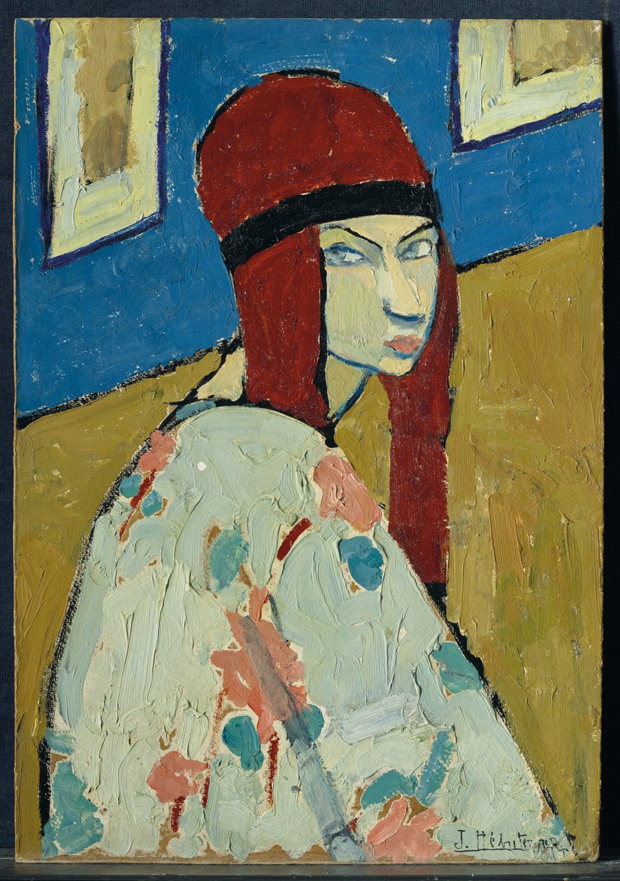 Självporträtt, ca 1917 (olja på kartong) av Jeanne Hébuterne