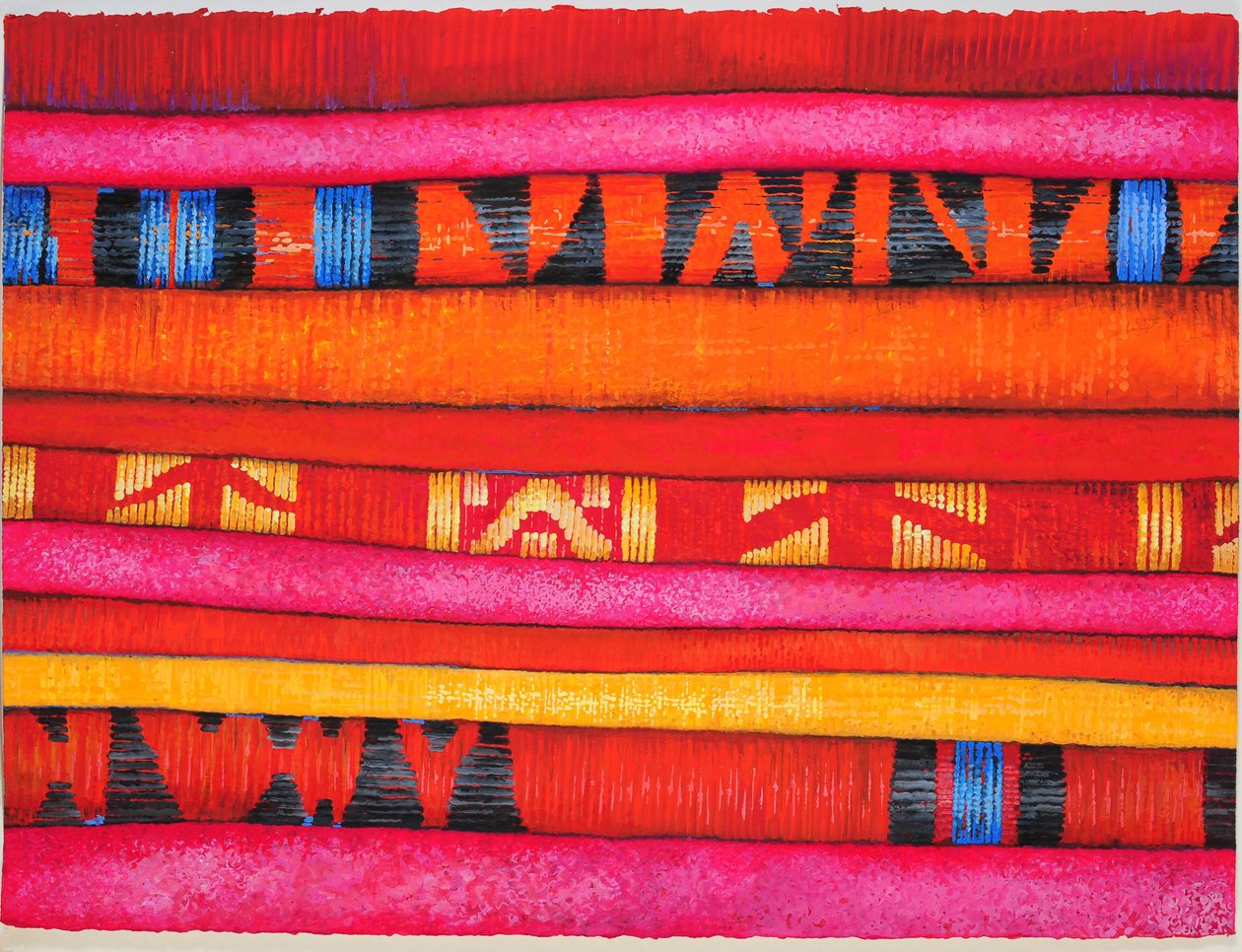 Moroccan Fabrics 2, 2013 (gouache på papper) av Jeanne Maze