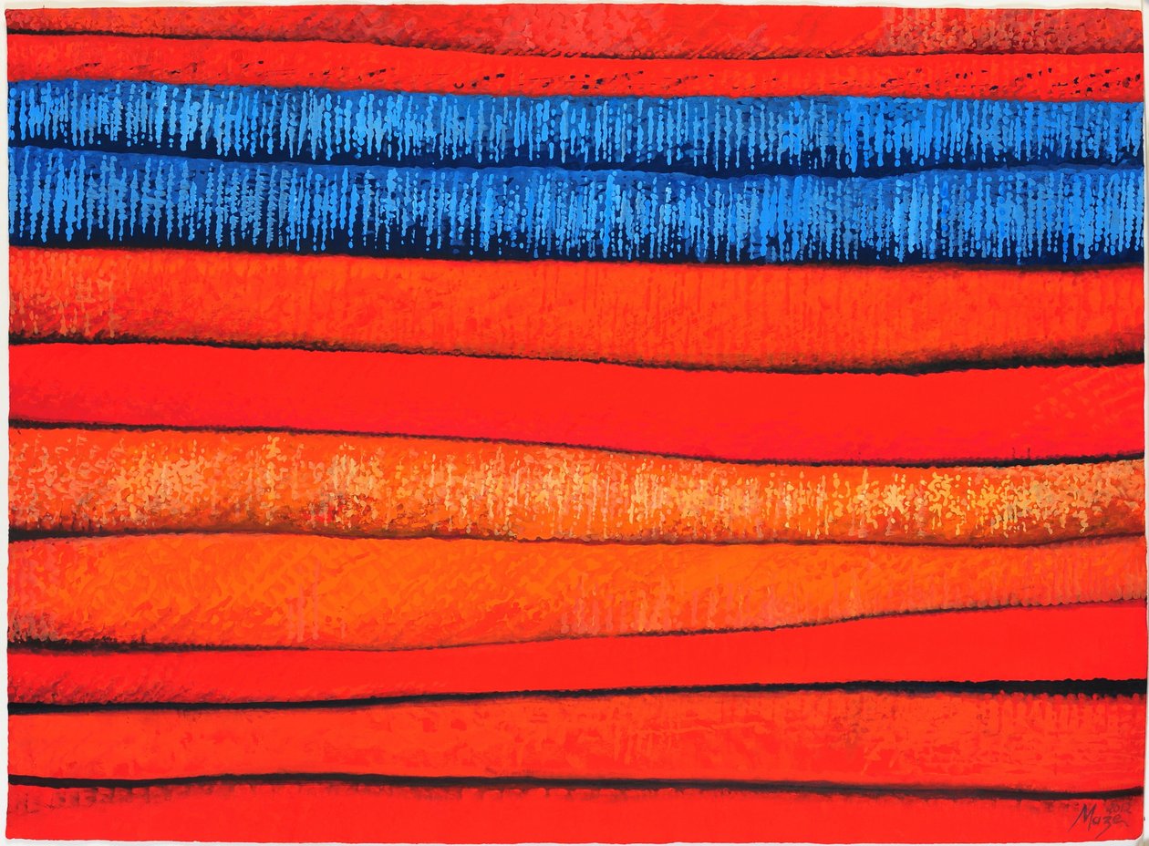 Moroccan Fabrics 3, 2013 (gouache på papper) av Jeanne Maze