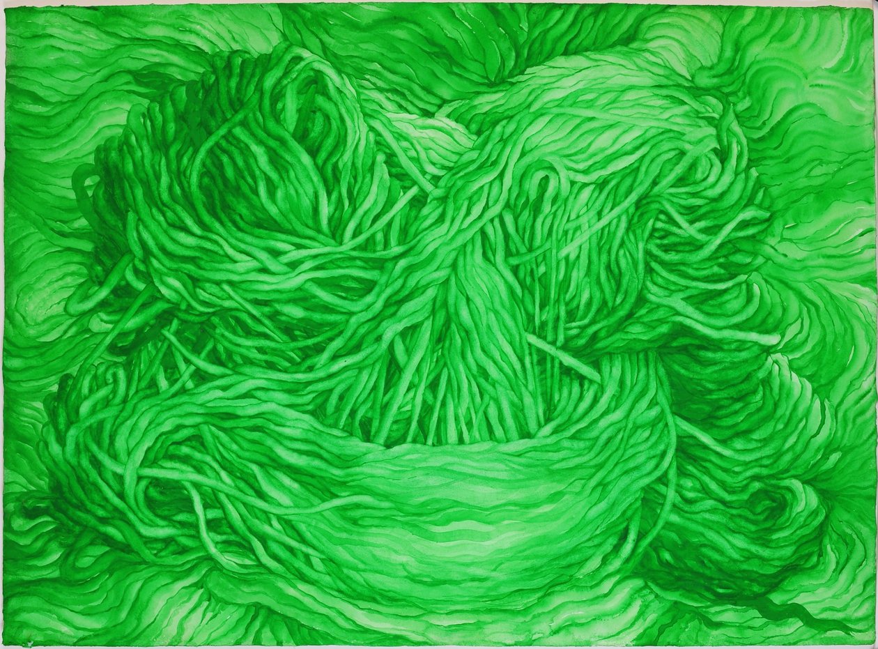 Wool Green, 2013 (gouache på papper) av Jeanne Maze