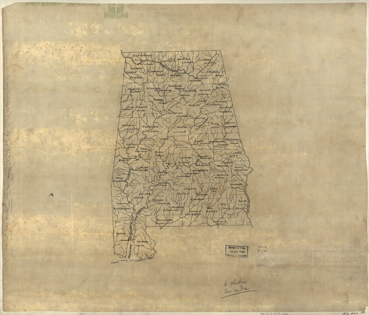 Grundkarta över Alabama. LOC 2005625108 av Jedediah Hotchkiss