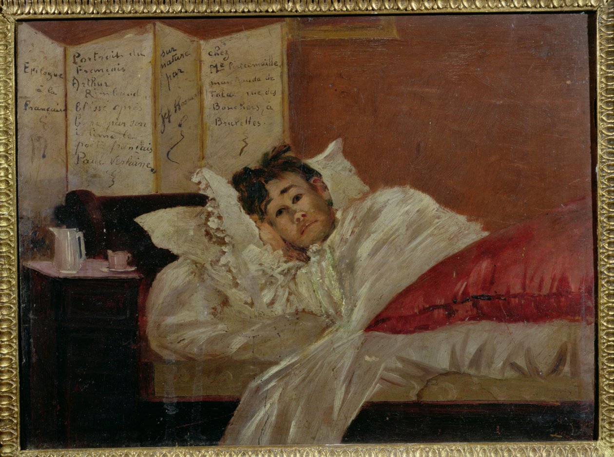 Arthur Rimbaud (1854-91) i sin säng i Bryssel av Jef Rossman