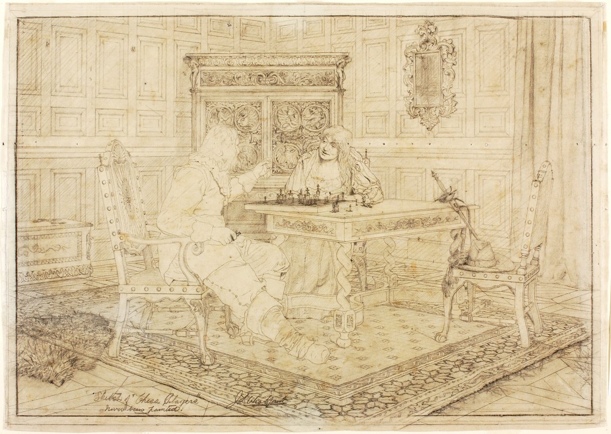 Skiss av "Schackspelare" av Jefferson David Chalfant