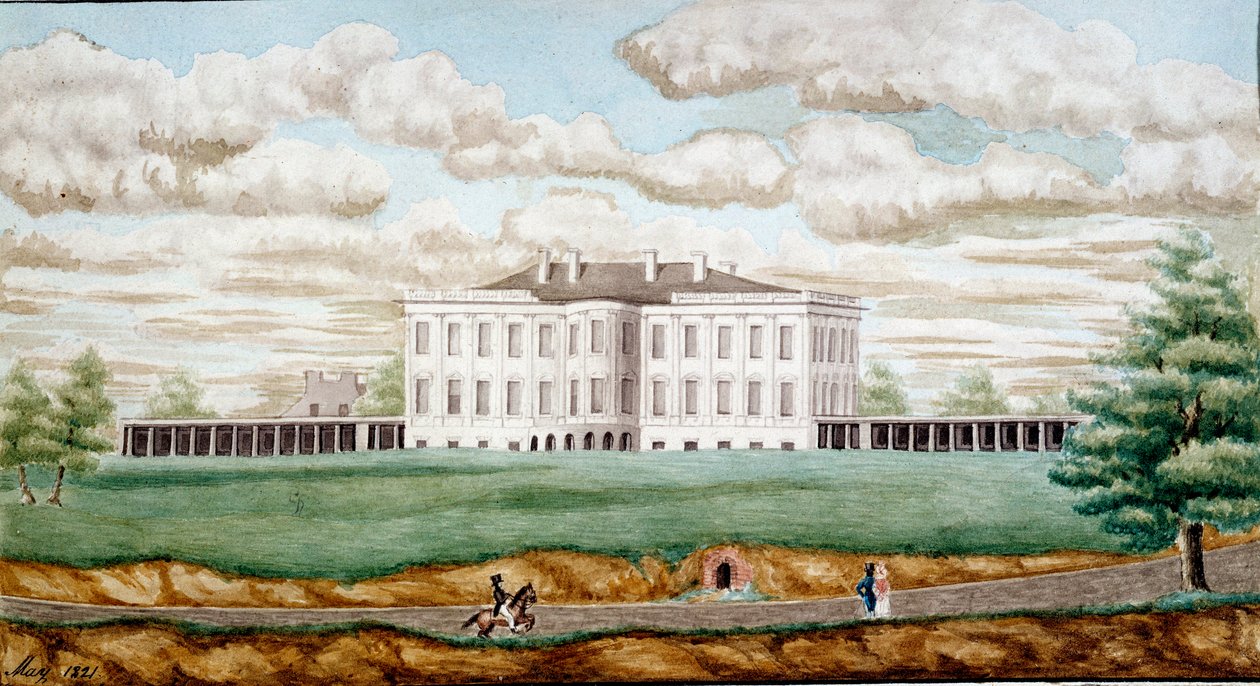 Vita huset i Washington Målning av Jefferson Vail (1743-1826) 1821 Blerancourt, Musee Franco American av Jefferson Vail