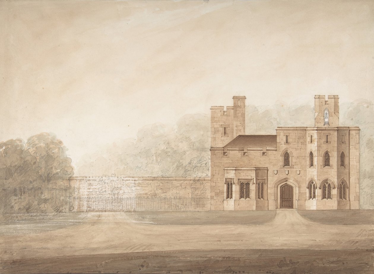 Design för Bishopsgate Lodge, vid Windsor Castle, Berkshire, ca. 1820-30. av Jeffry Wyatville