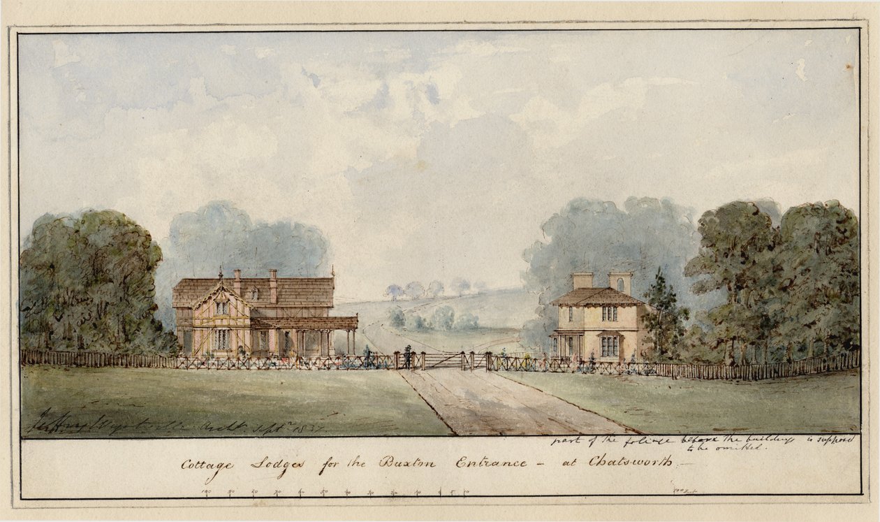 Design för logerna i Edensor i Chatsworth Park av Jeffry Wyatville