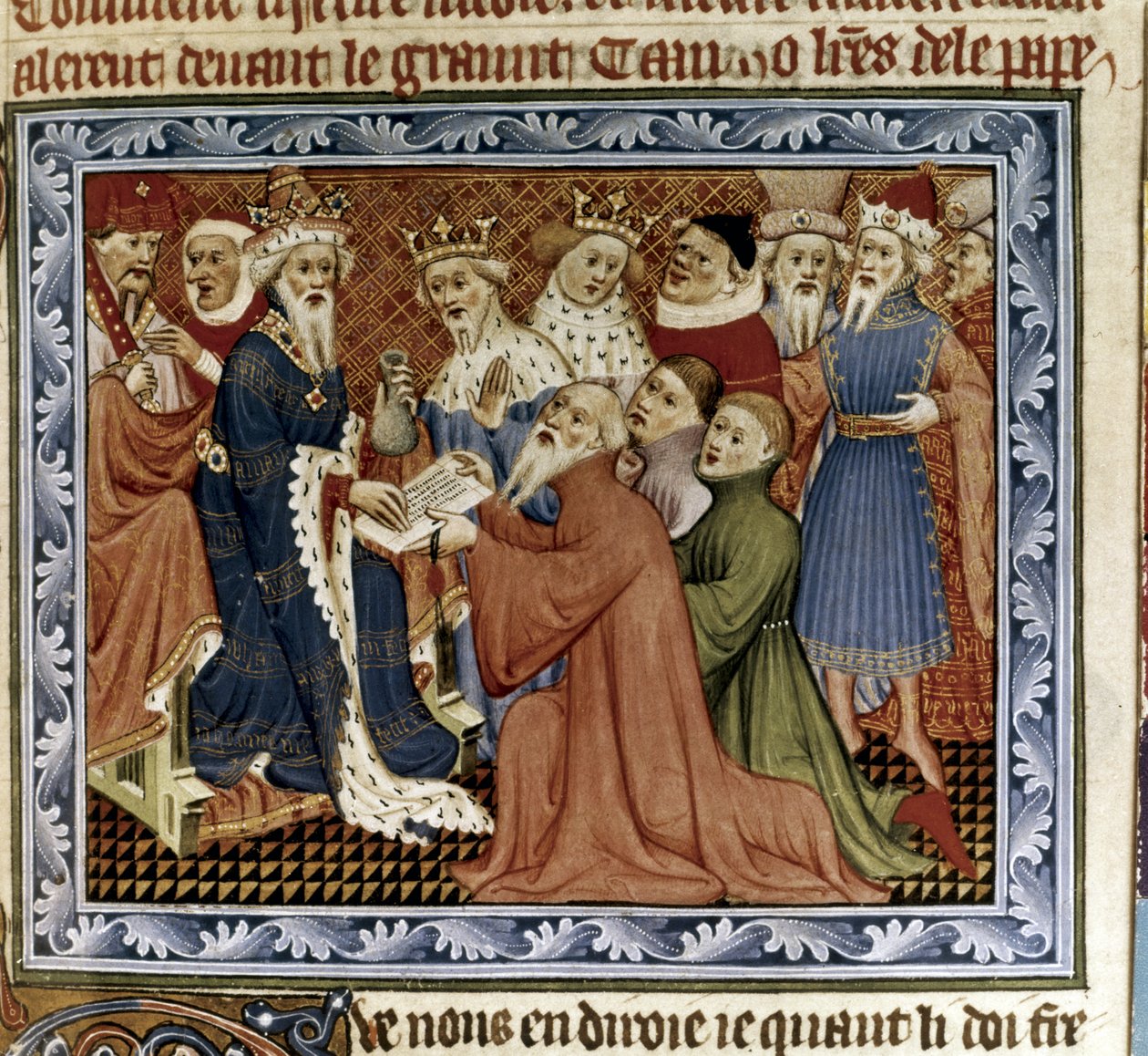 Marco Polo anländer till Kublai Khans hov, ca 1338-1410 (miniatyr) av Jehan de Grise