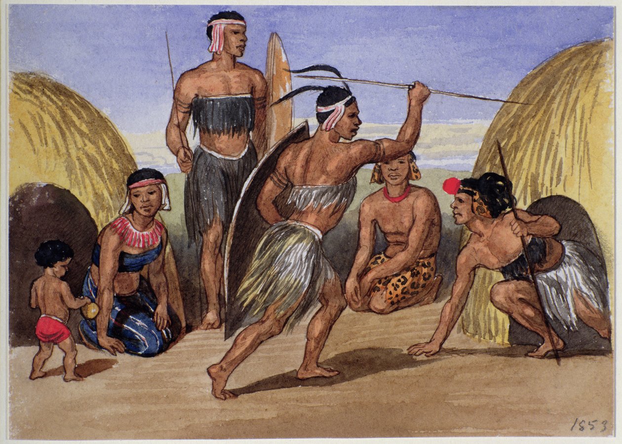 Zulus dansar i London, 1853 av Jemima Blackburn