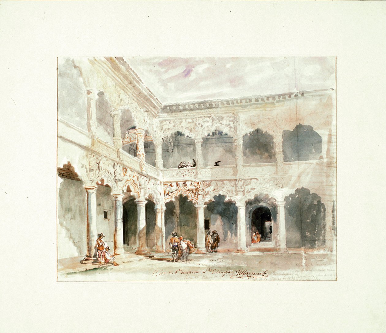 Innergården till Infantado Palace i Guadalajara (Spanien) av Jenaro Pérez Villaamil