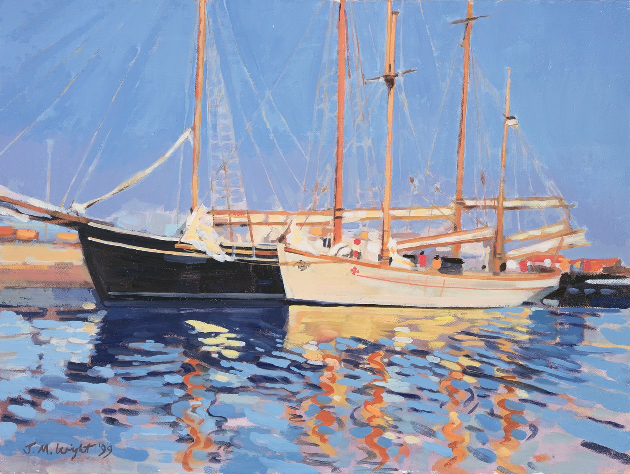 Förtöjda segelfartyg, Skagen, Danmark, 1999 av Jennifer Wright