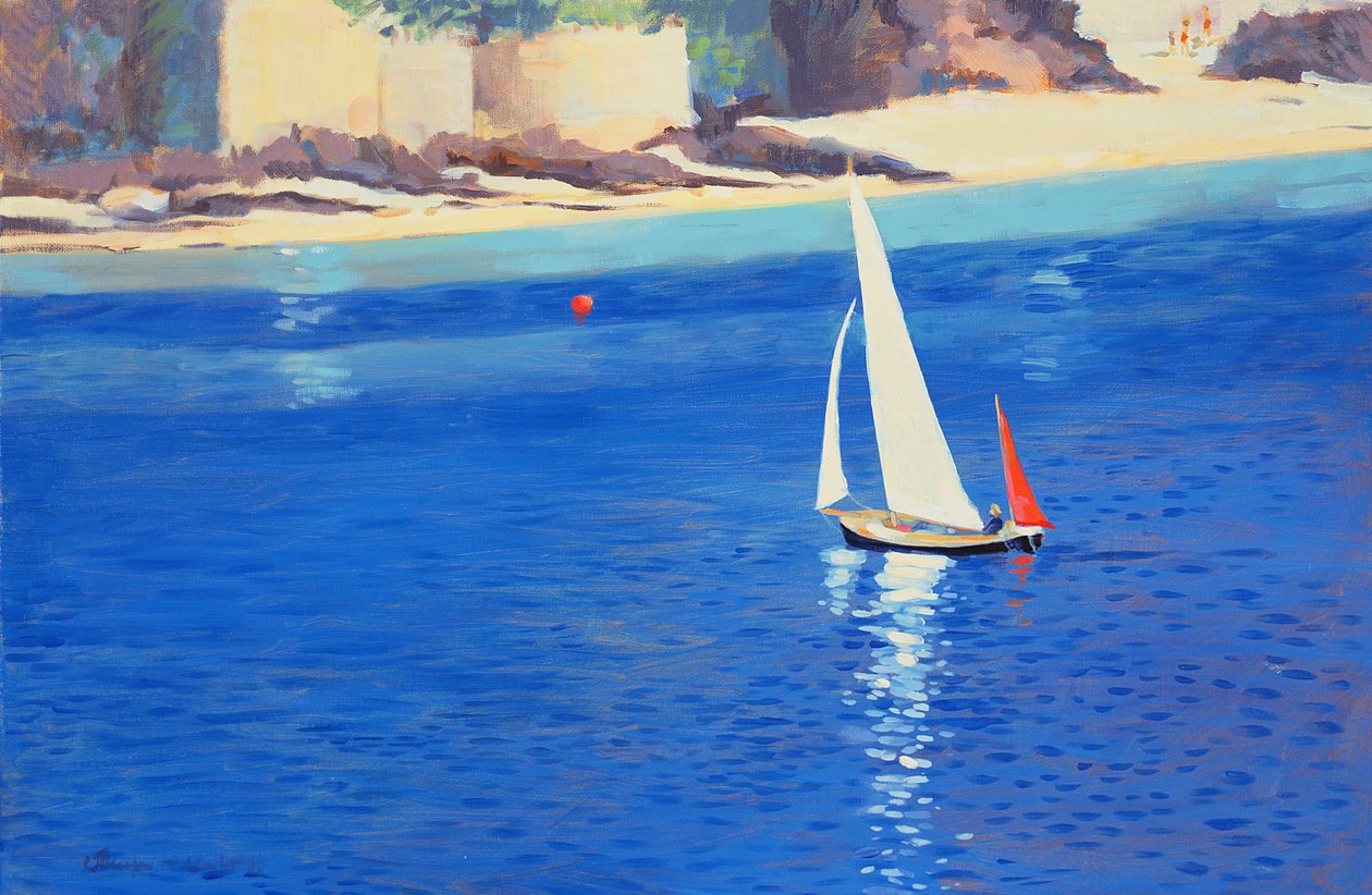 Salcombe - Yawl nära Millbay, 1999 av Jennifer Wright