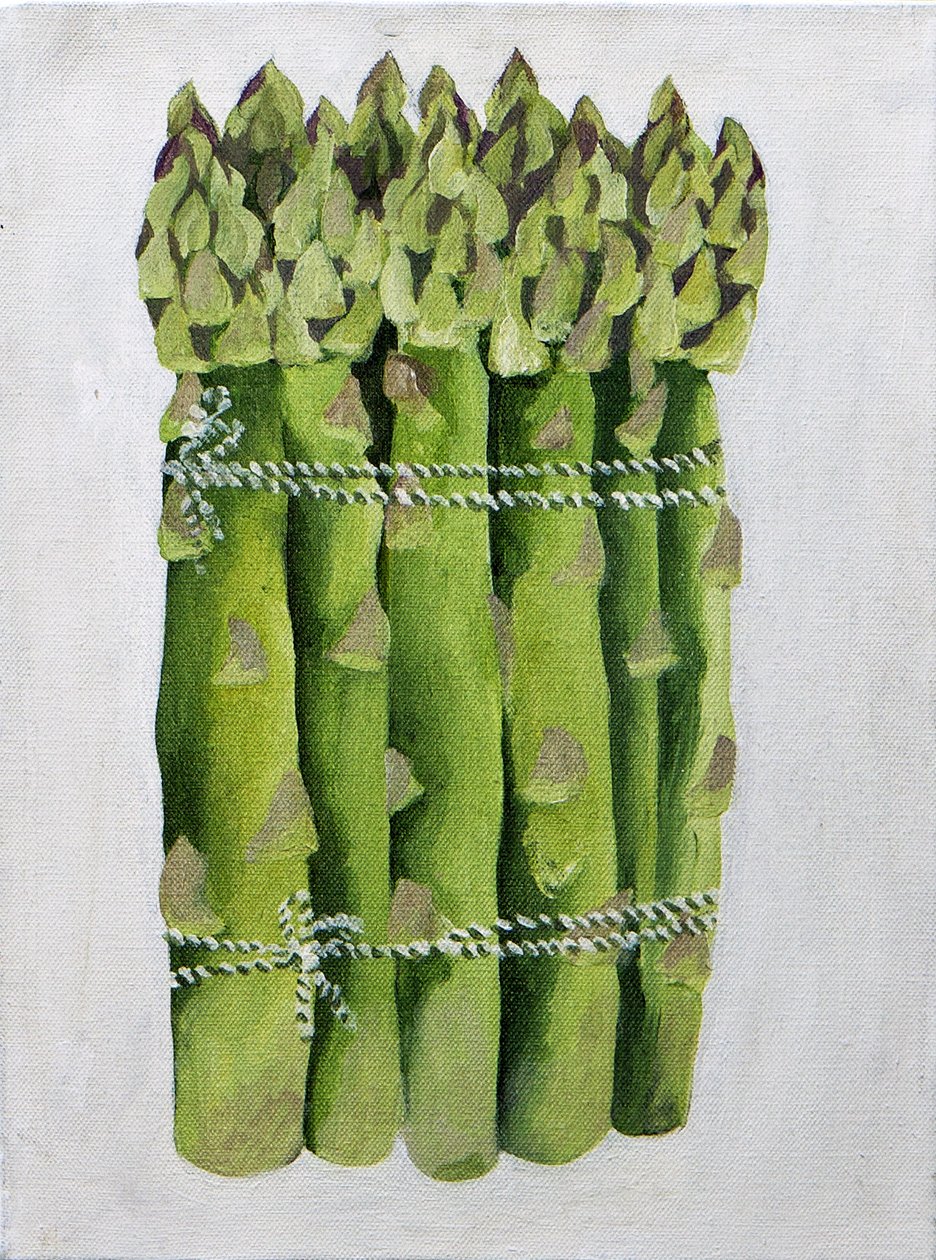 Asparagus,2013 (akryl på duk) av Jennifer Abbott