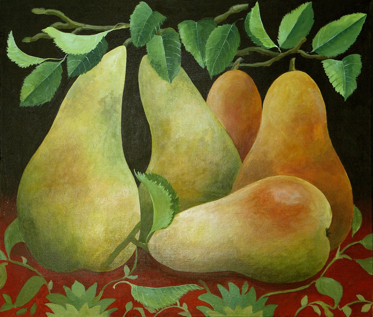 Päron, 2014 (akryl på duk) av Jennifer Abbott