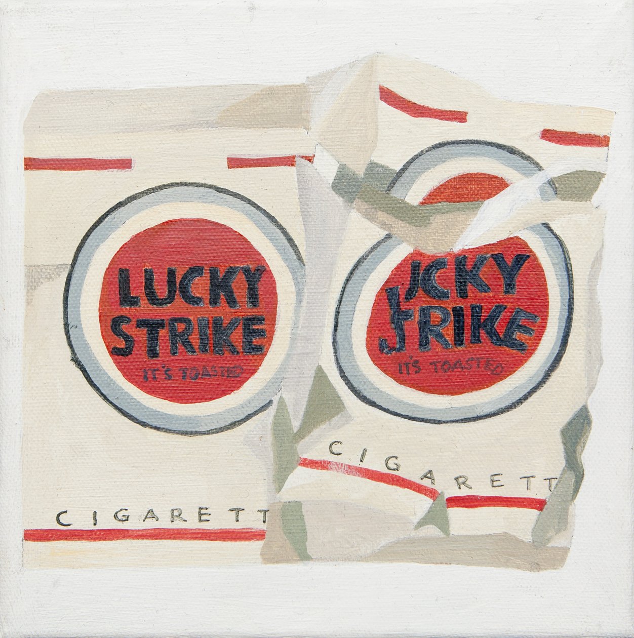 Vita Lucky Strike-cigarettpaket (akryl) av Jennifer Abbott