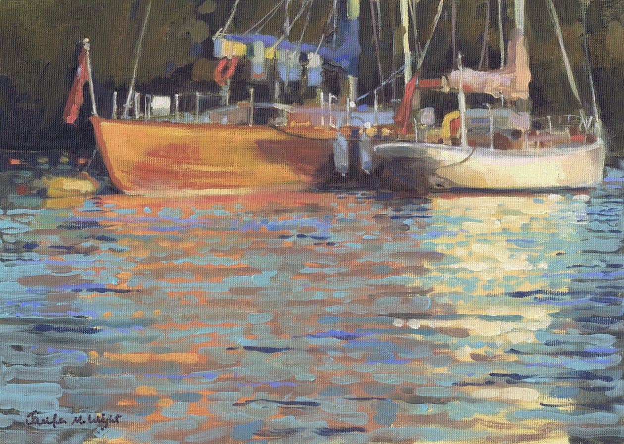 Afternoon Yacht Reflections (olja på duk) av Jennifer Wright