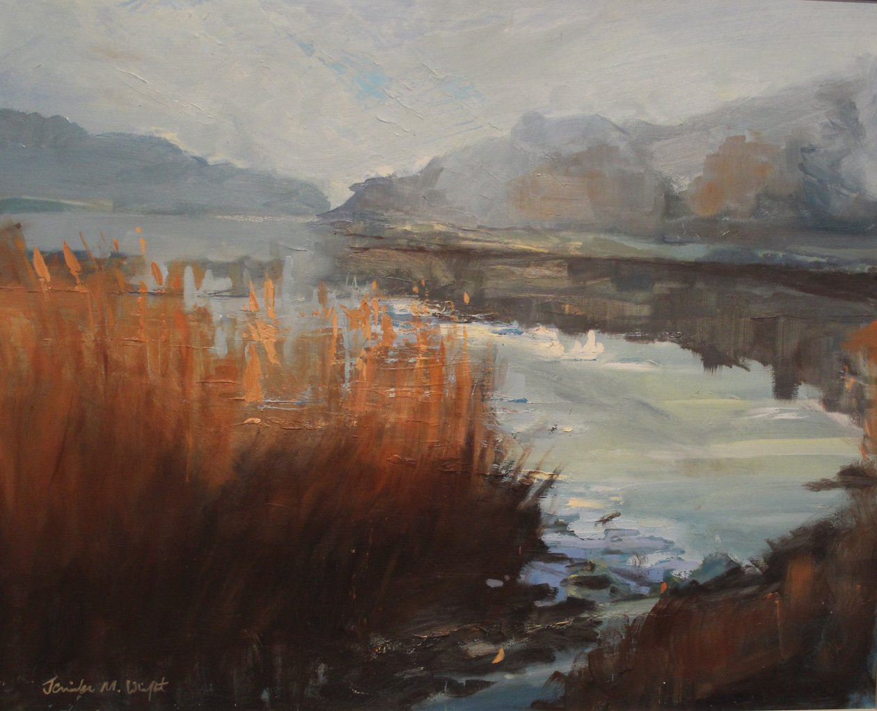 Batson Creek Salcombe, höst. olja på duk, 2016 av Jennifer Wright