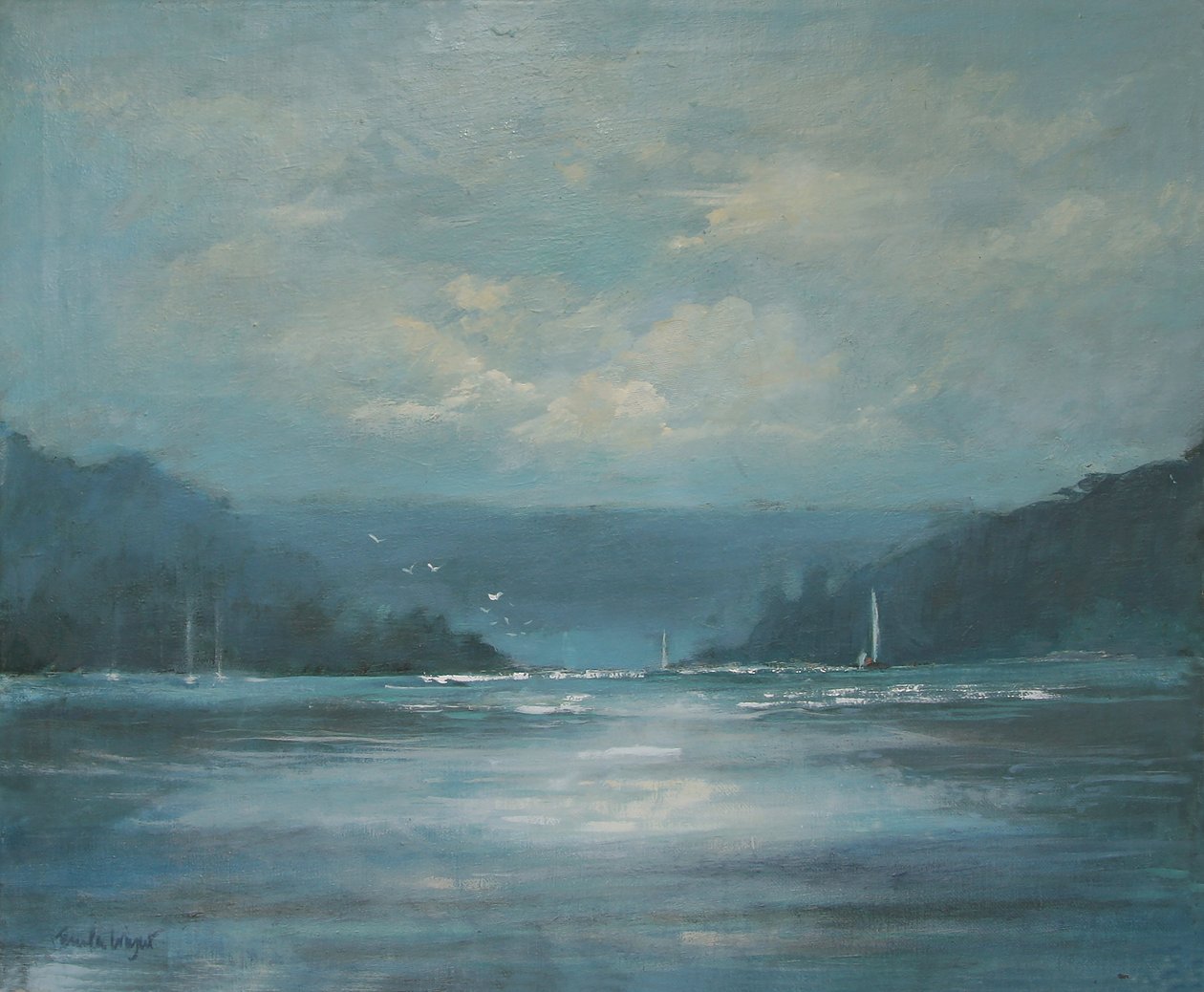 Salcombe Late Afternoon (olja på duk) av Jennifer Wright
