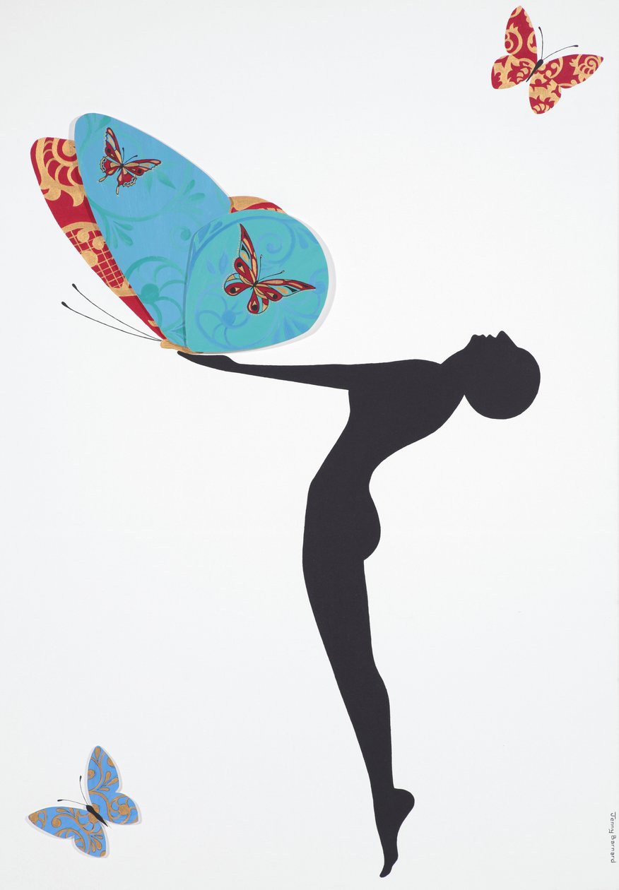 Les Papillons, 2008 (akryl på duk) av Jenny Barnard
